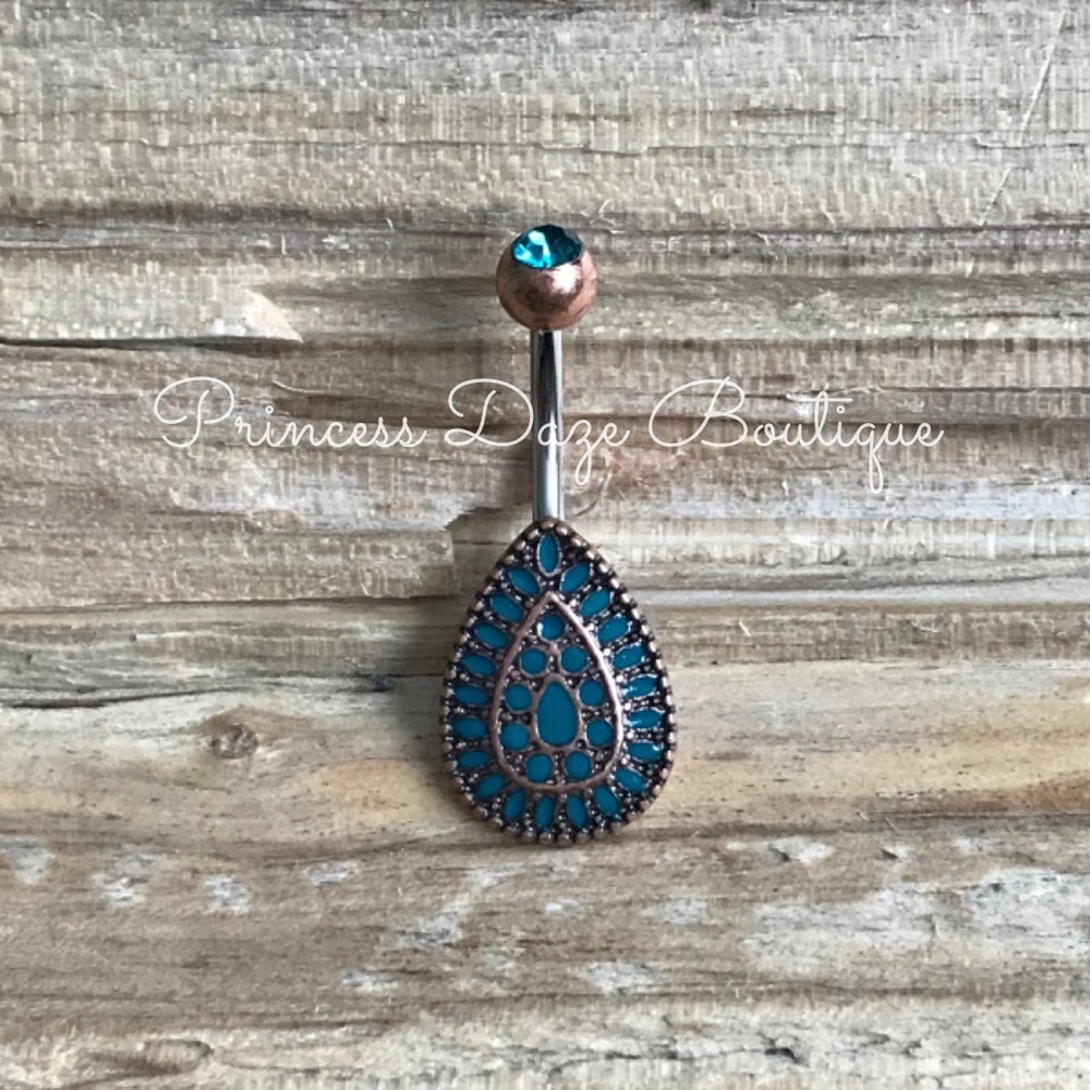 Antique Rose Gold Teardrop Belly Button Ring